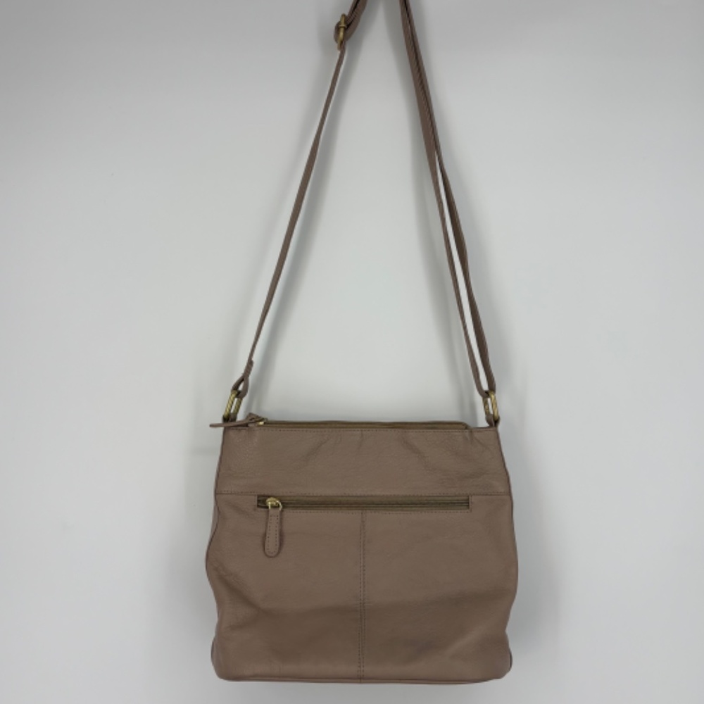 Great American Leatherworks Shoulder Crossbody Bag Taupe Leather Gold Hardware - Picture 8 of 13